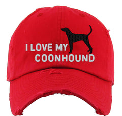 I Love My Coonhound Dog Vintage Baseball Cap