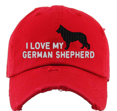 I Love My German Shepherd Dog Vintage Baseball Cap