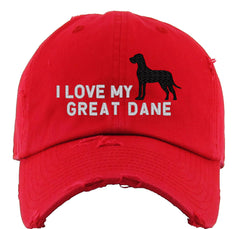 I Love My Great Dane Dog Vintage Baseball Cap