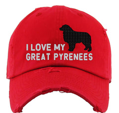 I Love My Great Pyrenees Dog Vintage Baseball Cap