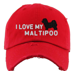I Love My Maltipoo Dog Vintage Baseball Cap