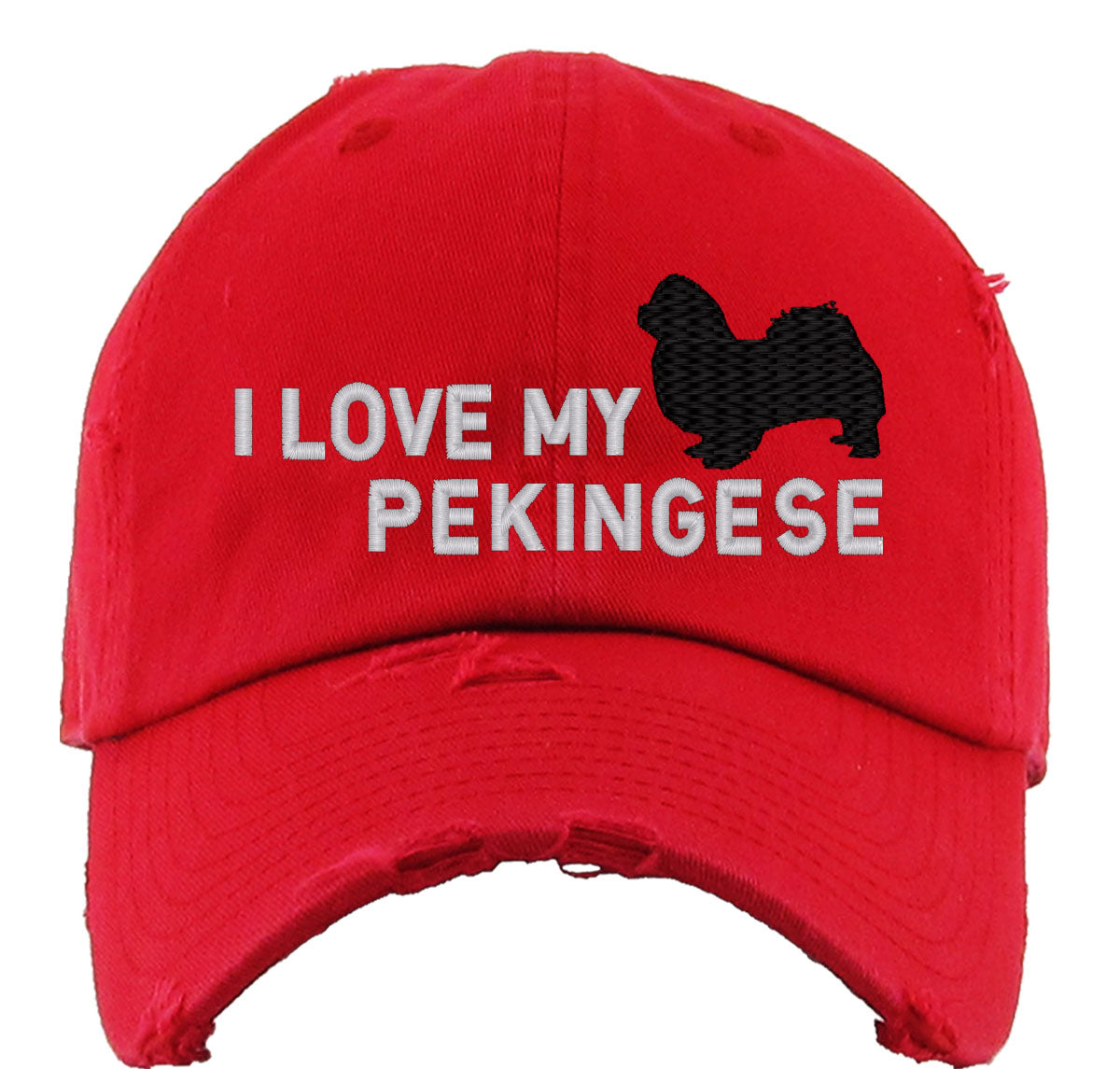 I Love My Pekingese Dog Vintage Baseball Cap