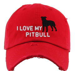 I Love My Pitbull Dog Vintage Baseball Cap