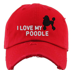I Love My Poodle Dog Vintage Baseball Cap