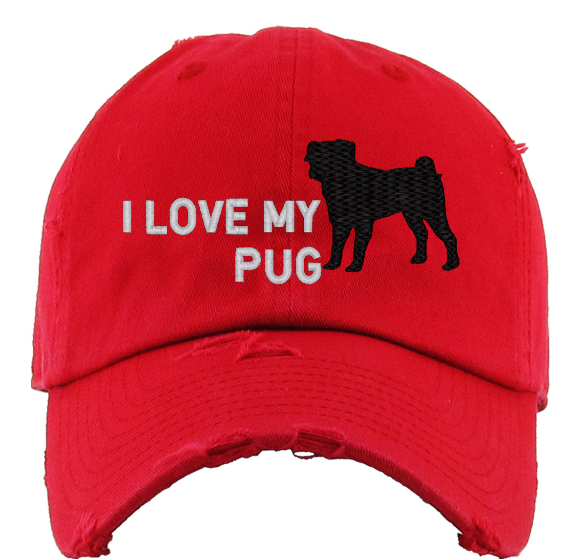 I Love My Pug Dog Vintage Baseball Cap