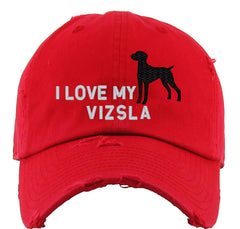 I Love My Vizsla Dog Vintage Baseball Cap