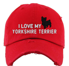 I Love My Yorkshire Dog Vintage Baseball Cap