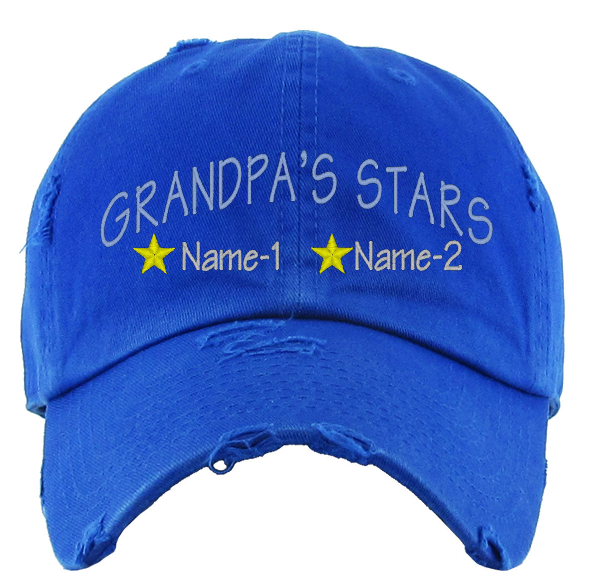 Grandpa's Stars Custom 2 Names Vintage Baseball Cap