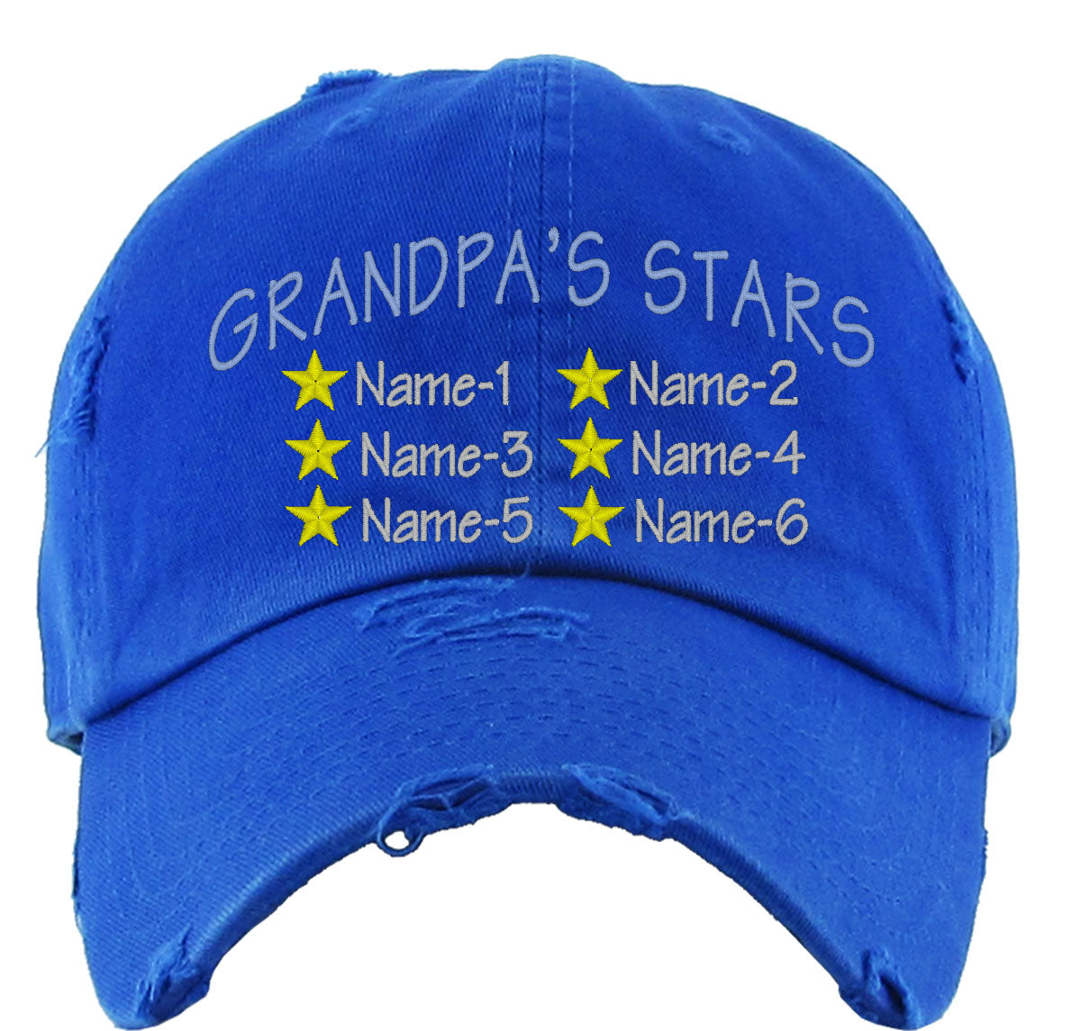 Grandpa's Stars Custom 6 Names Vintage Baseball Cap