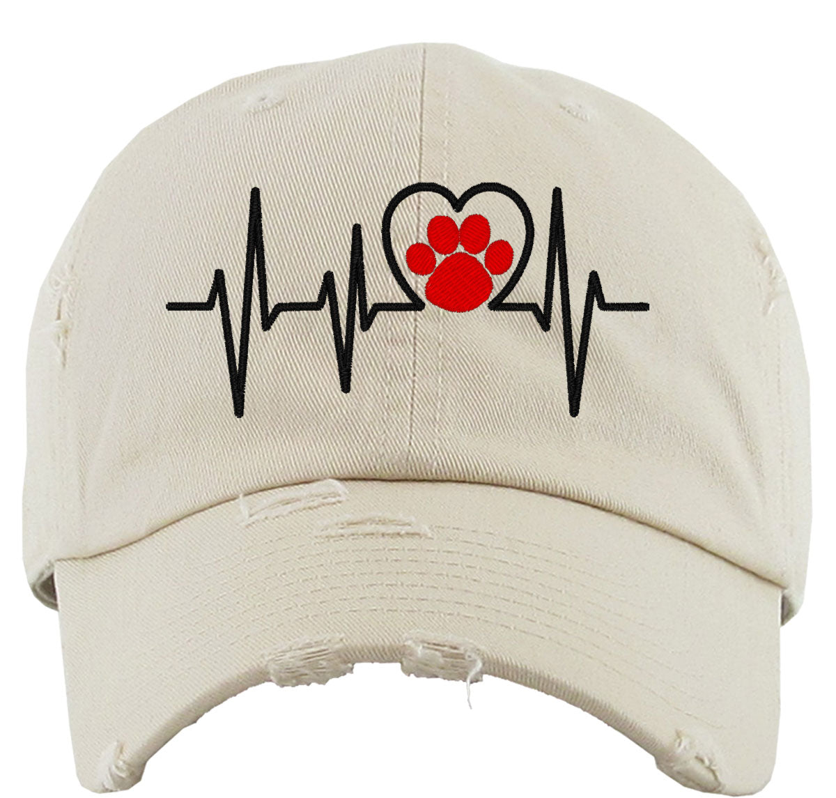 Cat Heartbeat Paw Print Lifeline Vintage Baseball Cap