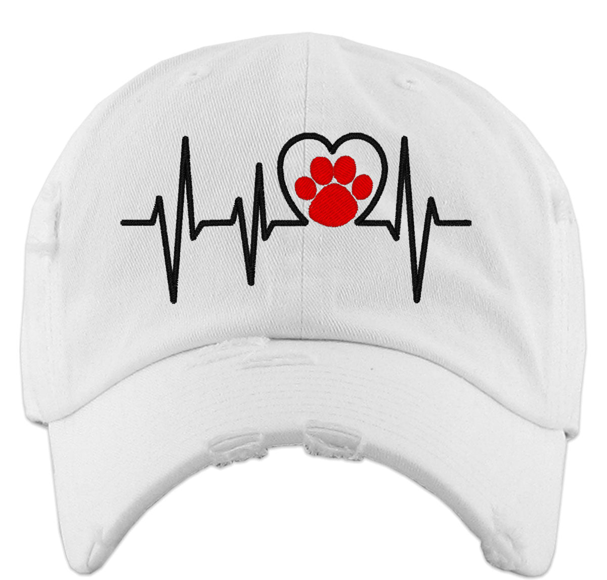 Cat Heartbeat Paw Print Lifeline Vintage Baseball Cap