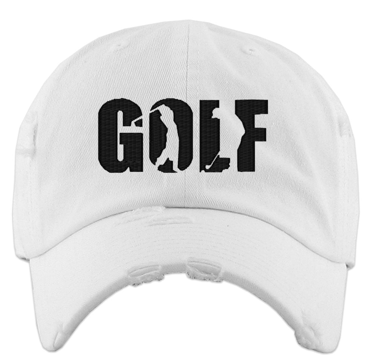 Golf Typography Silhouette Vintage Baseball Cap