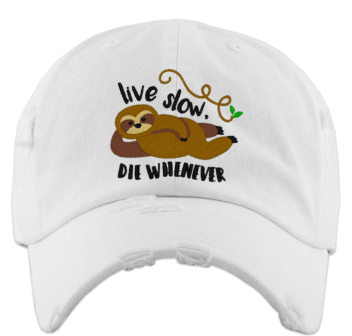 Live Slow Die Whenever Sloth Vintage Baseball Cap