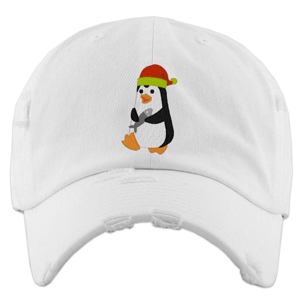 Penguin With Fish Vintage Baseball Cap