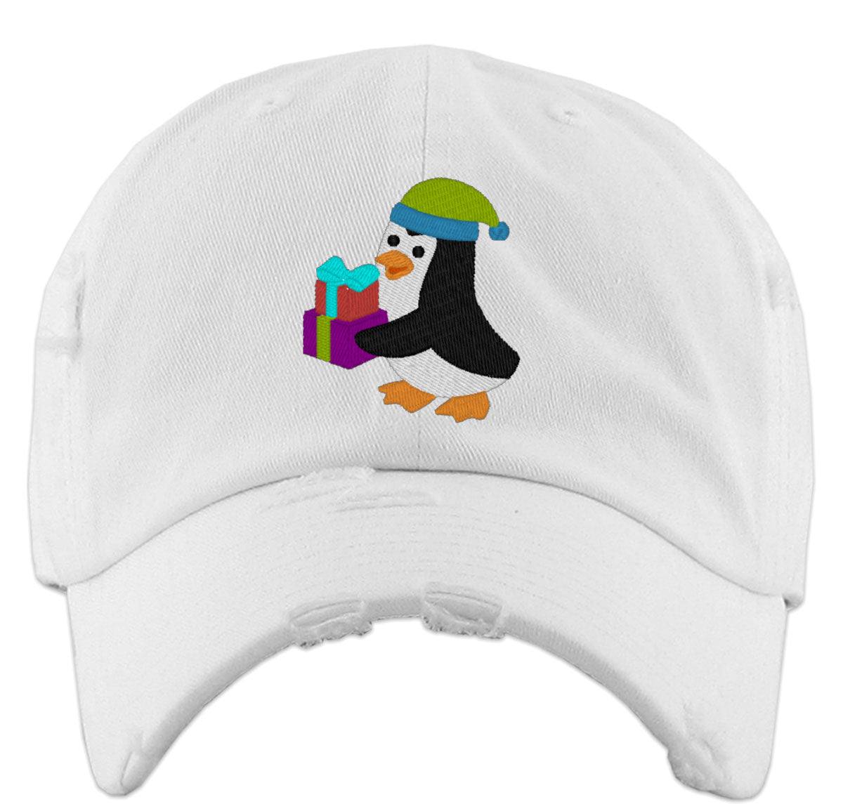 Cute Penguin With Gift Present Box Vintage Baseball Cap