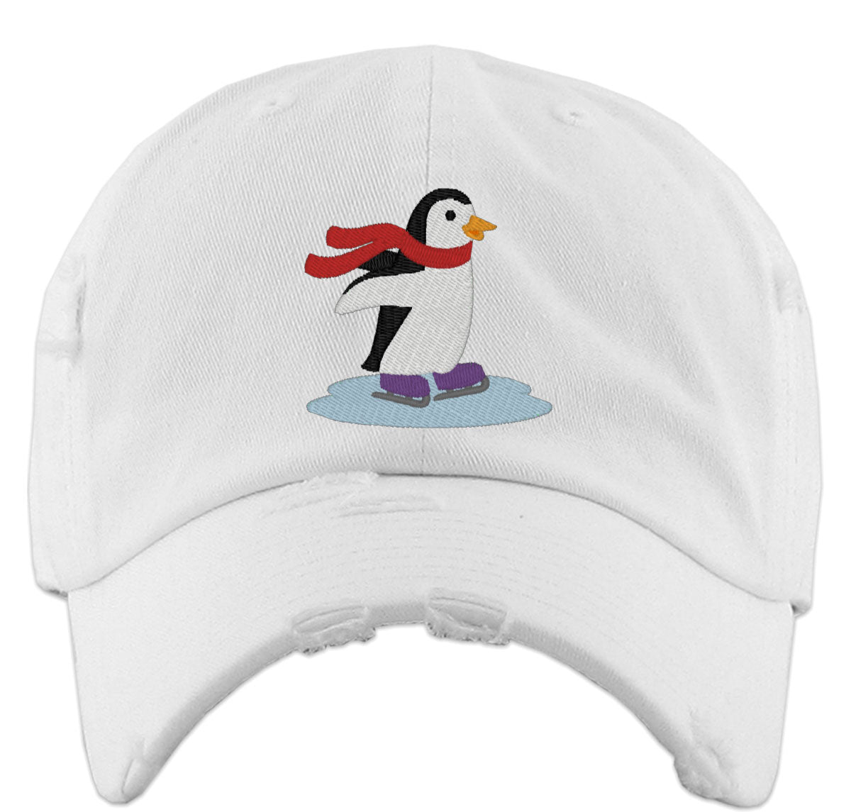 Penguin Ice Skating Vintage Baseball Cap