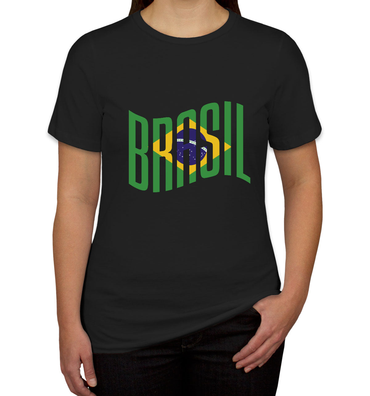 Brasil Typography With Brazil Flag Women's T-shirt