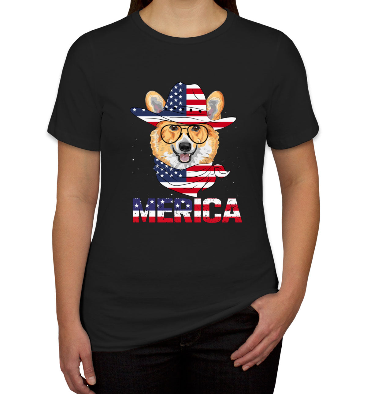 Corgi Merica Patriotic Women's T-shirt