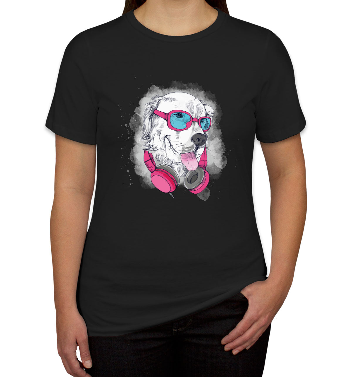 Cool Dog With Headphone Women's T-shirt