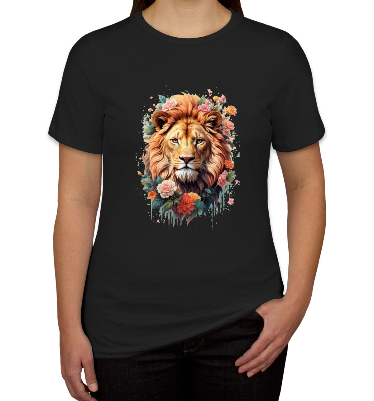 Lion With Floral Design Women's T-shirt