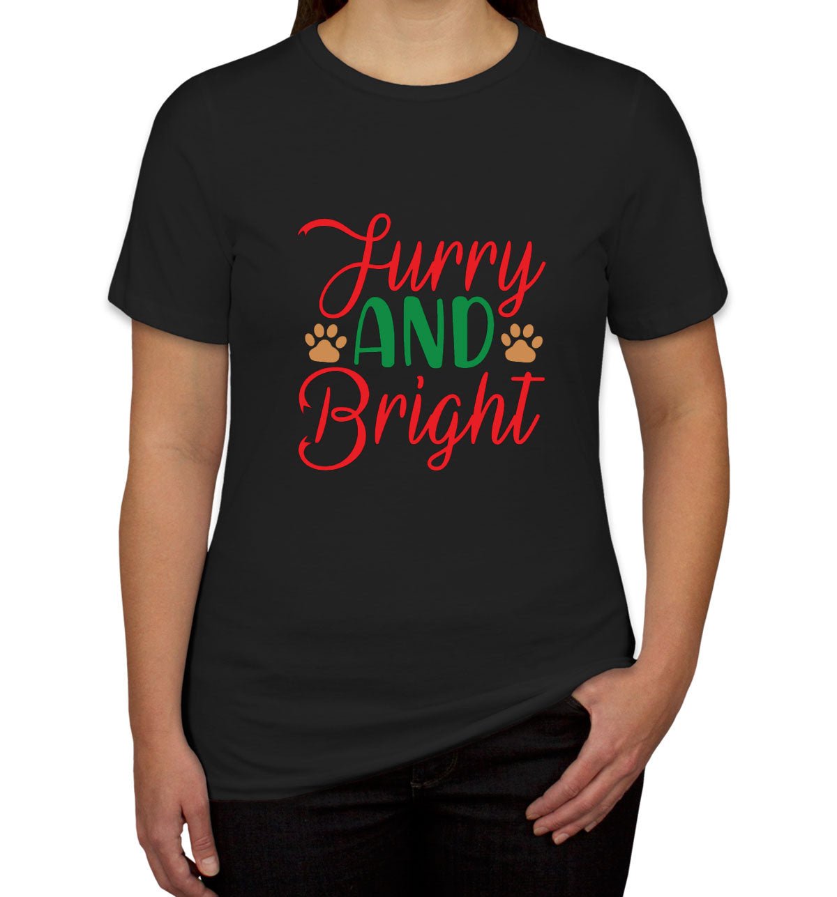 Furry And Bright Dog Paws Christmas Women's T-shirt