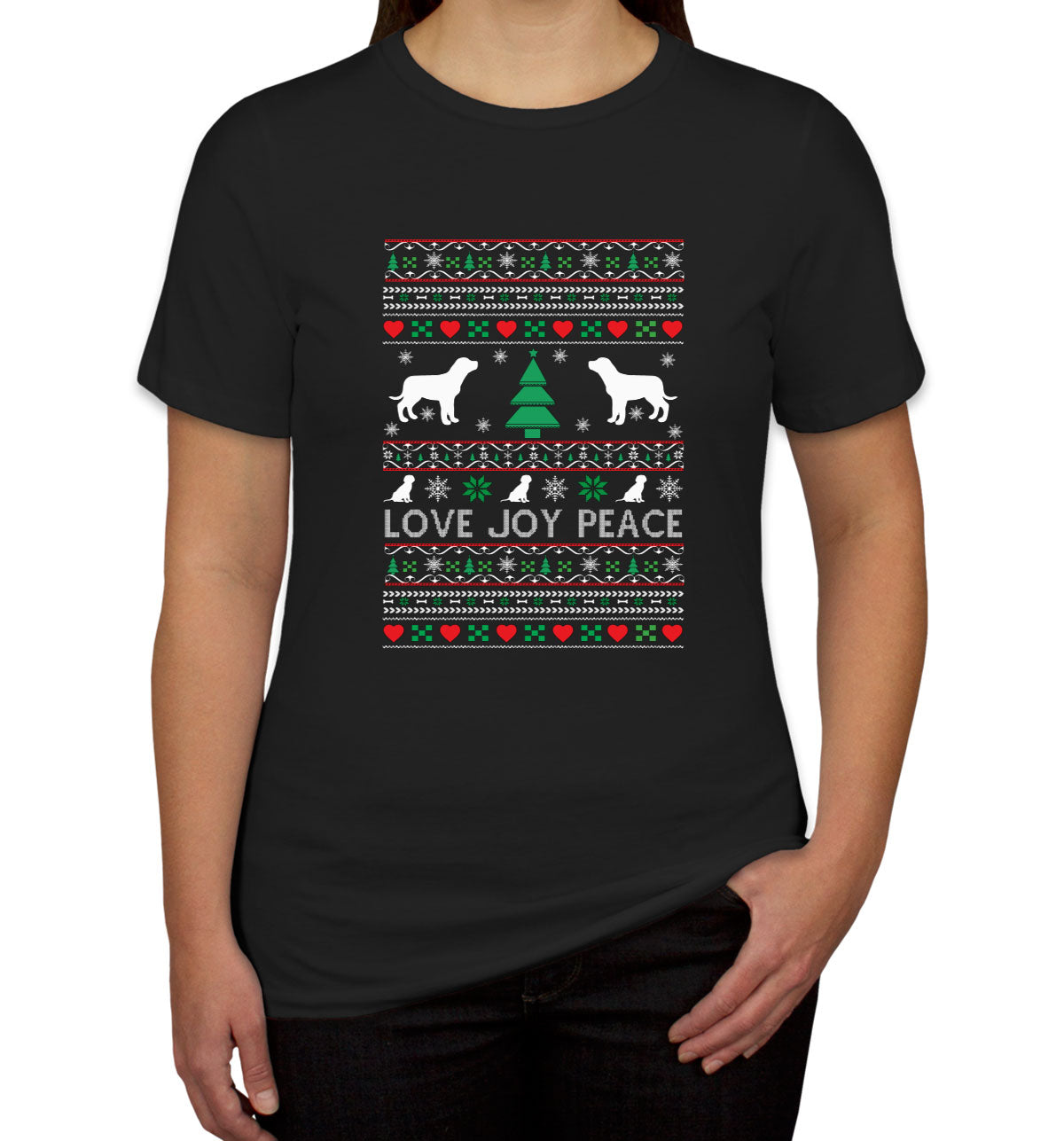 Love Joy Peace Christmas Dog Women's T-shirt