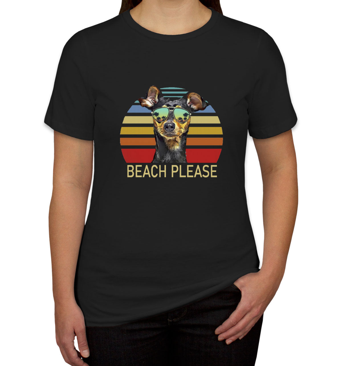 Beach Please Miniature Pinscher Dog Women's T-shirt