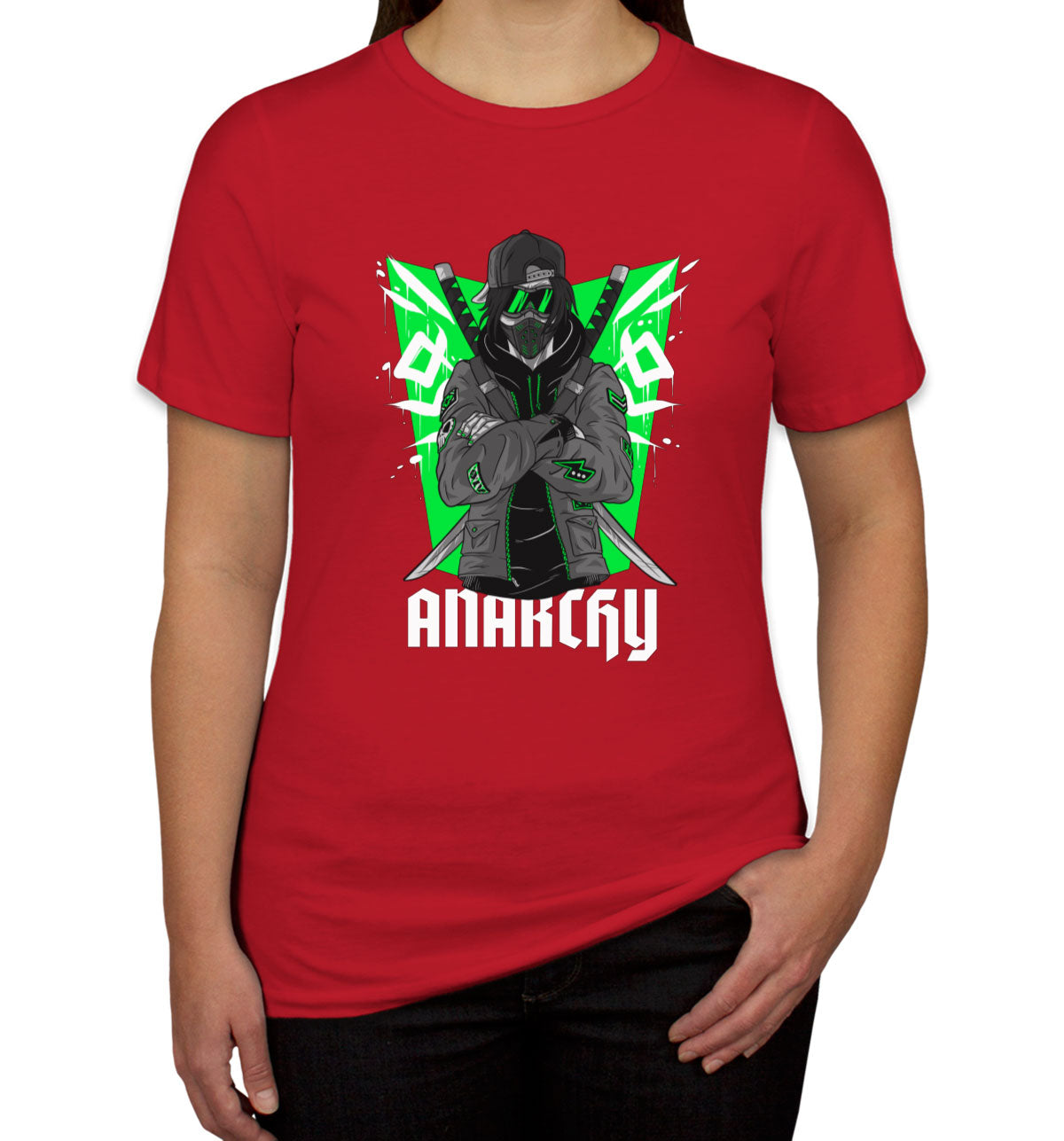 Anarchy Anarchist Ninja Samurai Warrior Anime Women's T-shirt