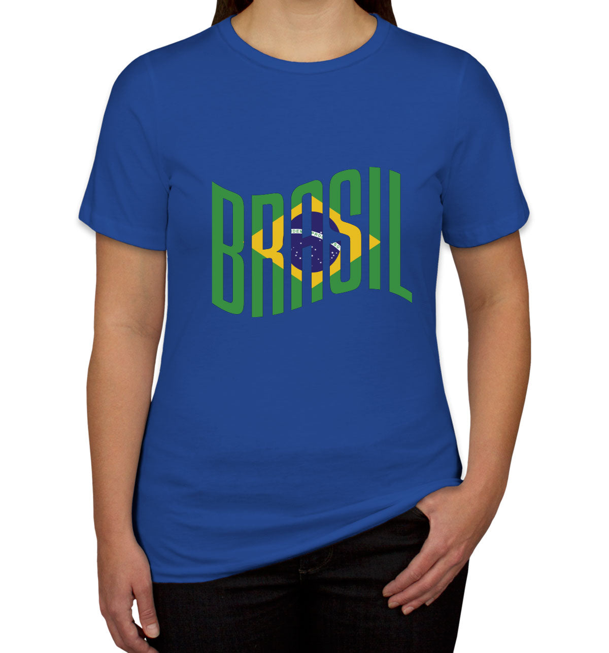 Brasil Typography With Brazil Flag Women's T-shirt
