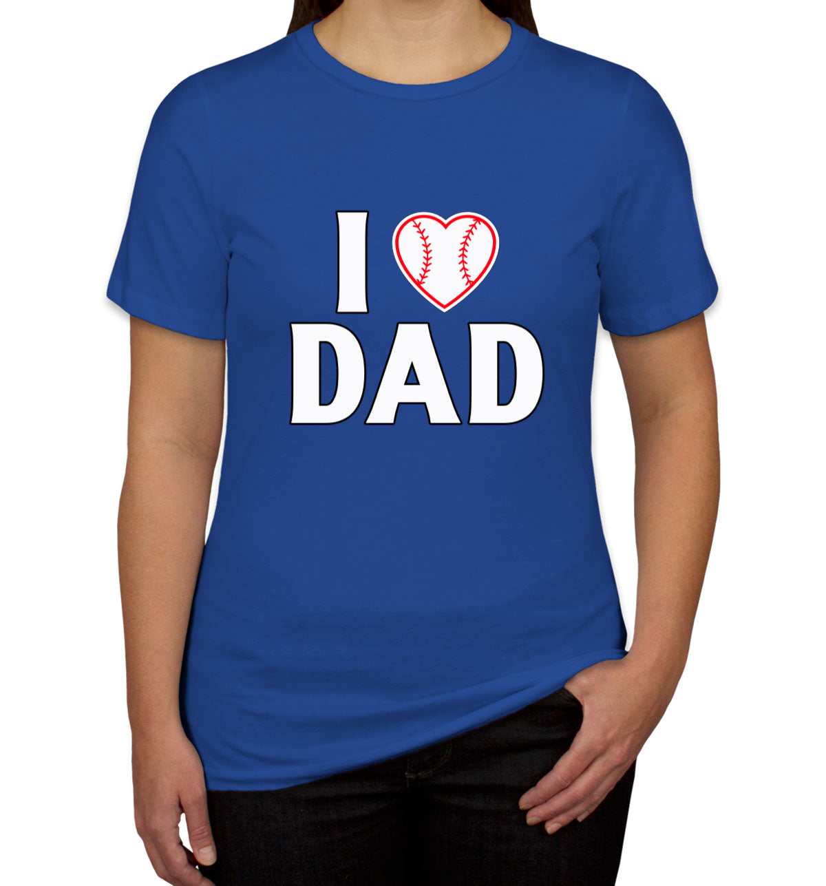 I Love Dad Baseball Heart Women's T-shirt