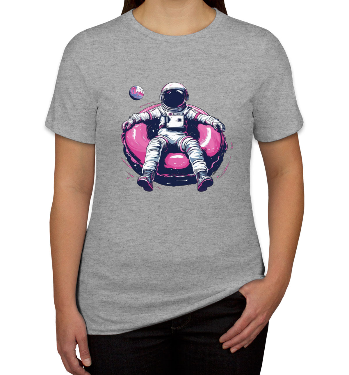 Astronaut On A Pink Float Women's T-shirt