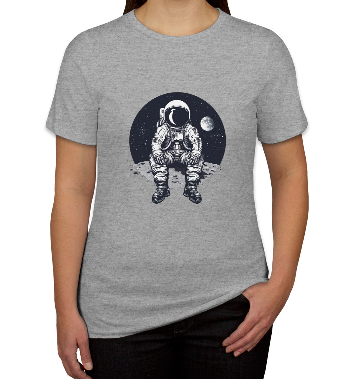 Astronaut Sitting On Moon Women's T-shirt