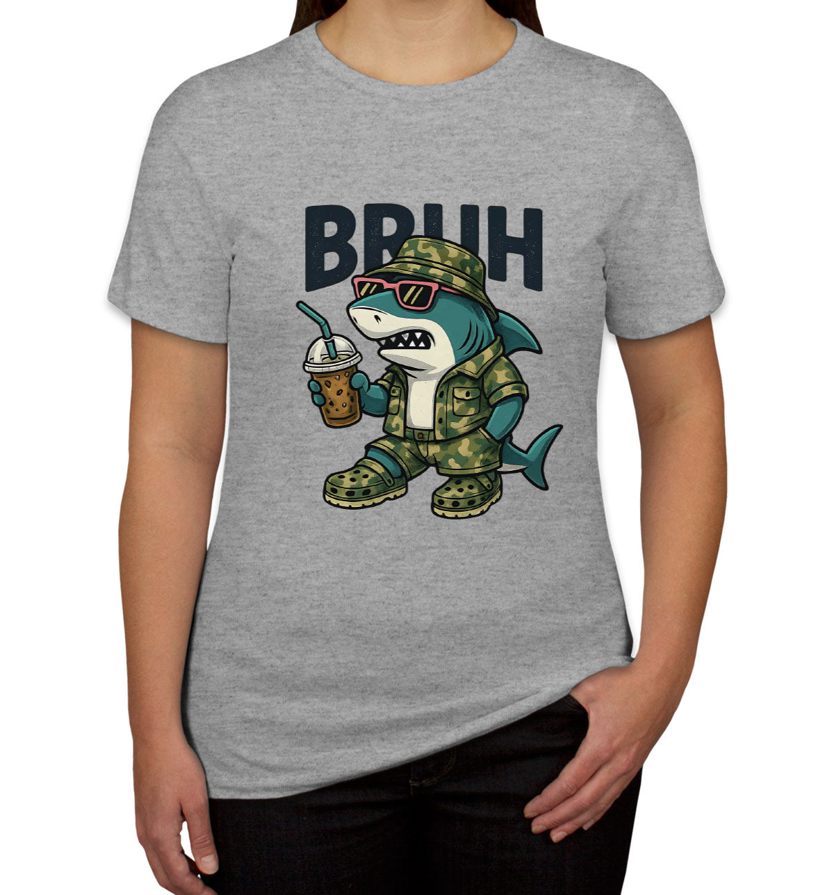 Camo Shark Bruh Hunting Women's T-shirt