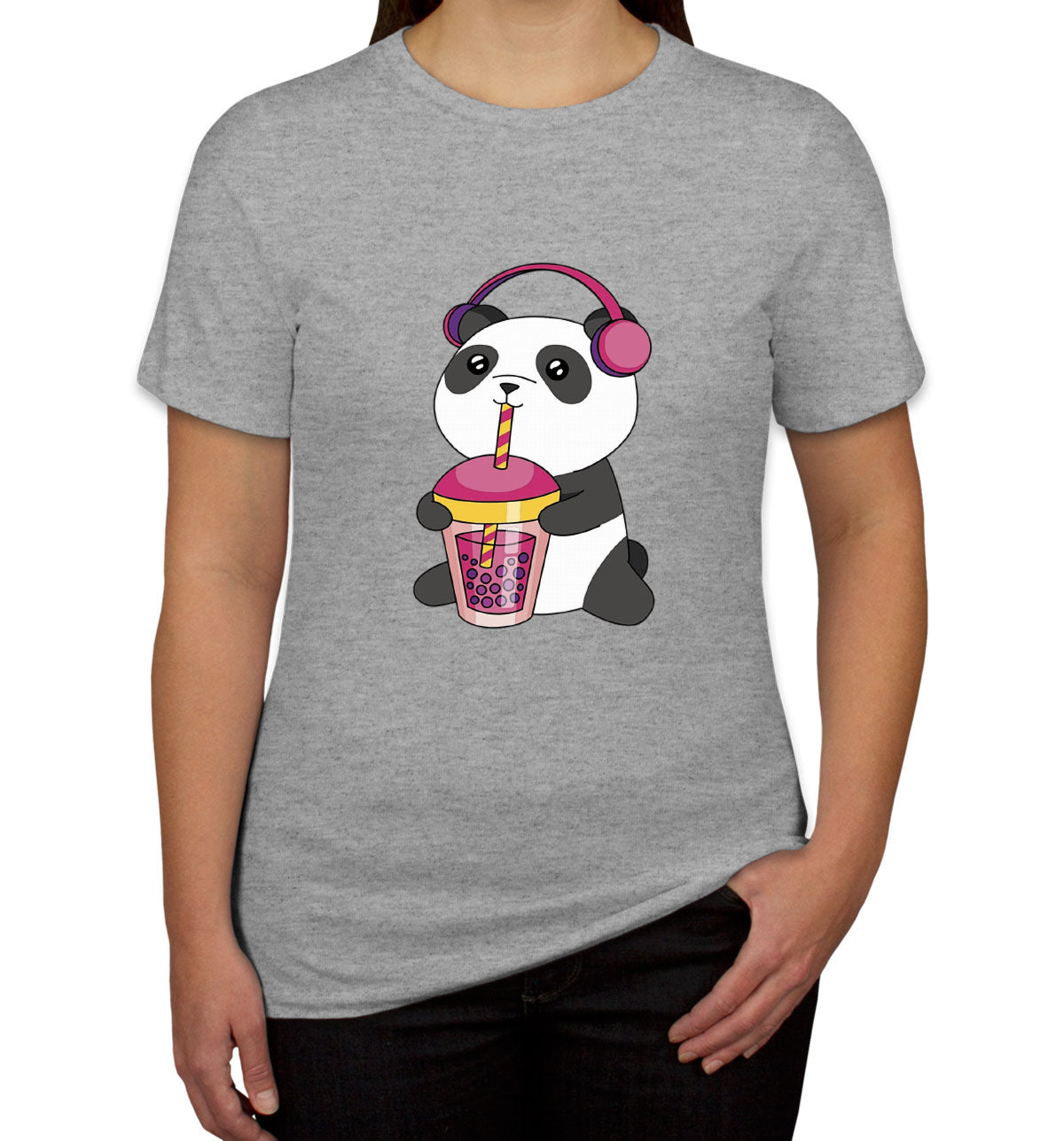Panda Drinking Bubble Tea Women's T-shirt