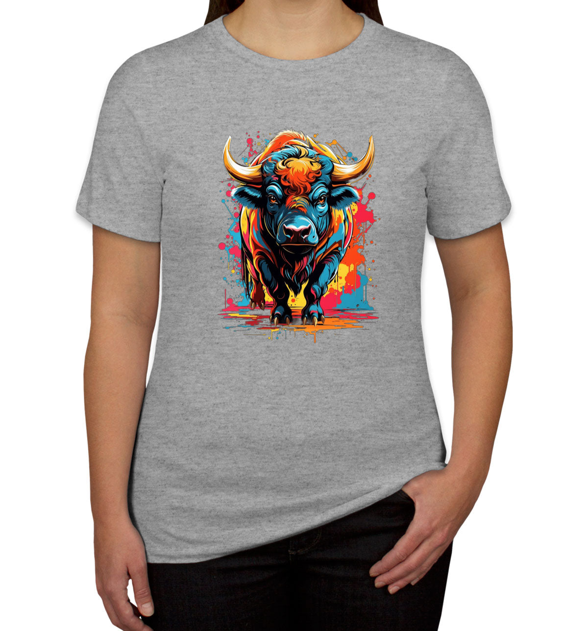 Illustration Colorful Bull Women's T-shirt