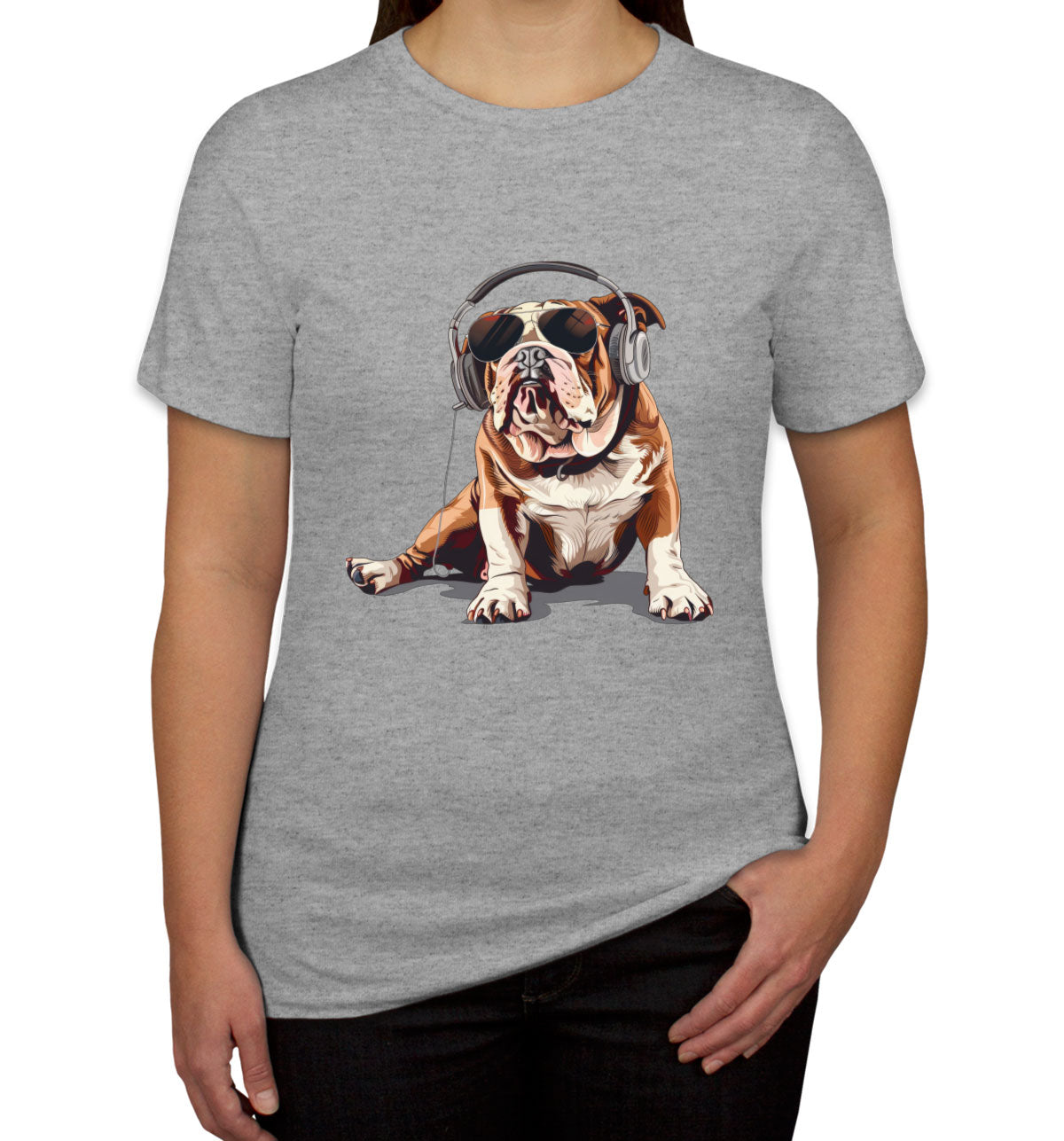 Bulldog With Headphone Women's T-shirt