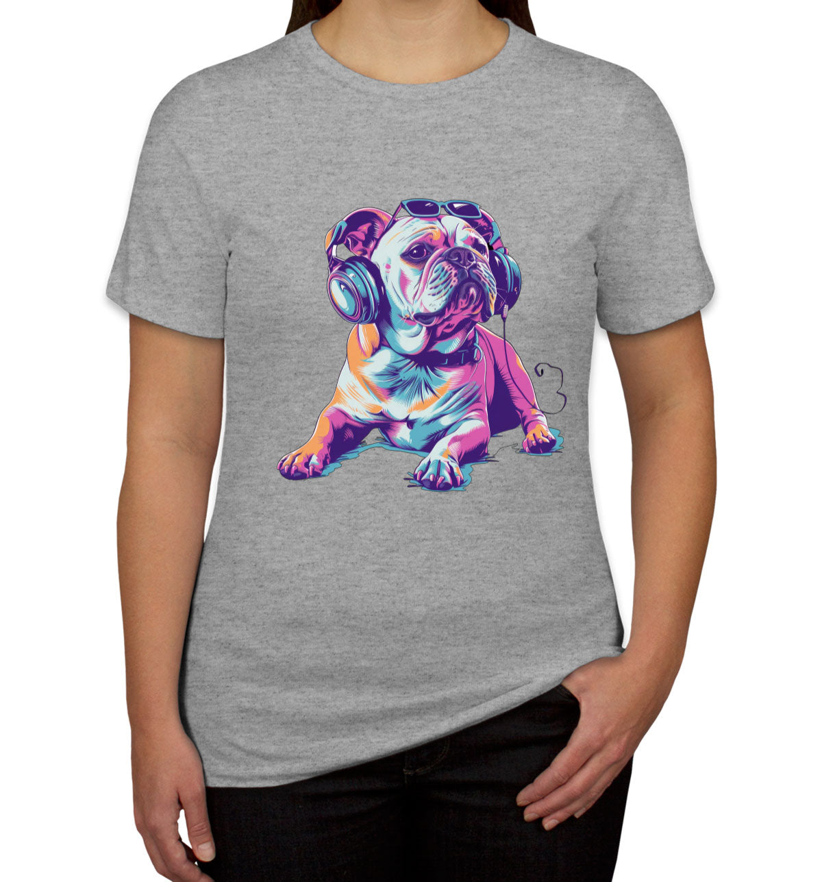 Bulldog With Headphone And Sunglasses Women's T-shirt