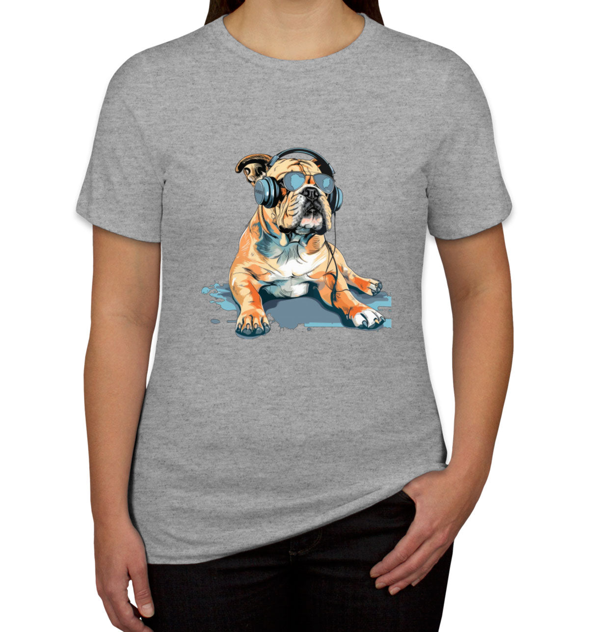 Bulldog With Headphone And Sunglasses Women's T-shirt