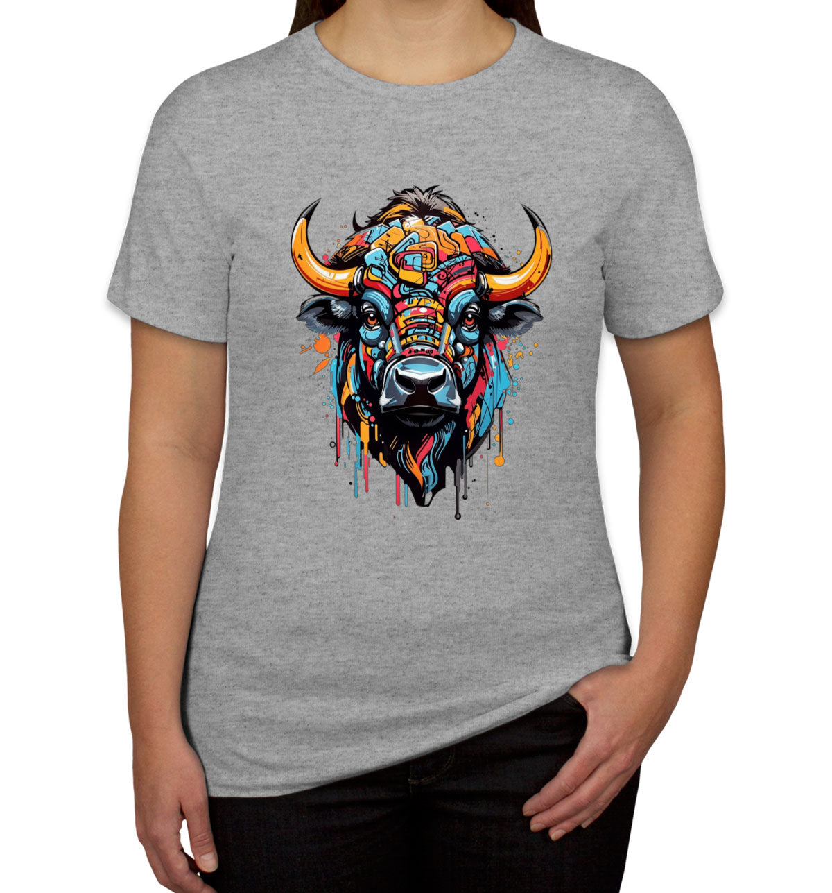 Illustration Colorful Bull head Women's T-shirt