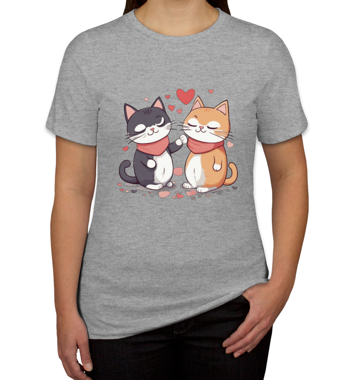 Cute Cat Couples Valentine's Day Women's T-shirt