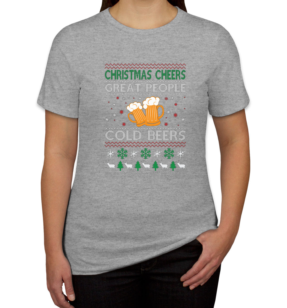 Christmas Cheers Great People Cold Beers Women's T-shirt