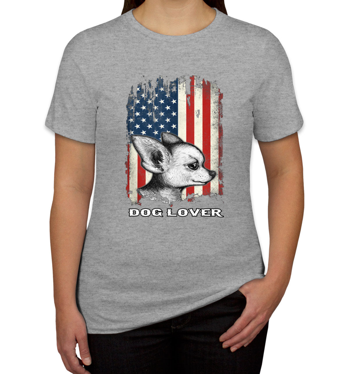 Chihuahua Dog Lover With American Flag Women's T-shirt