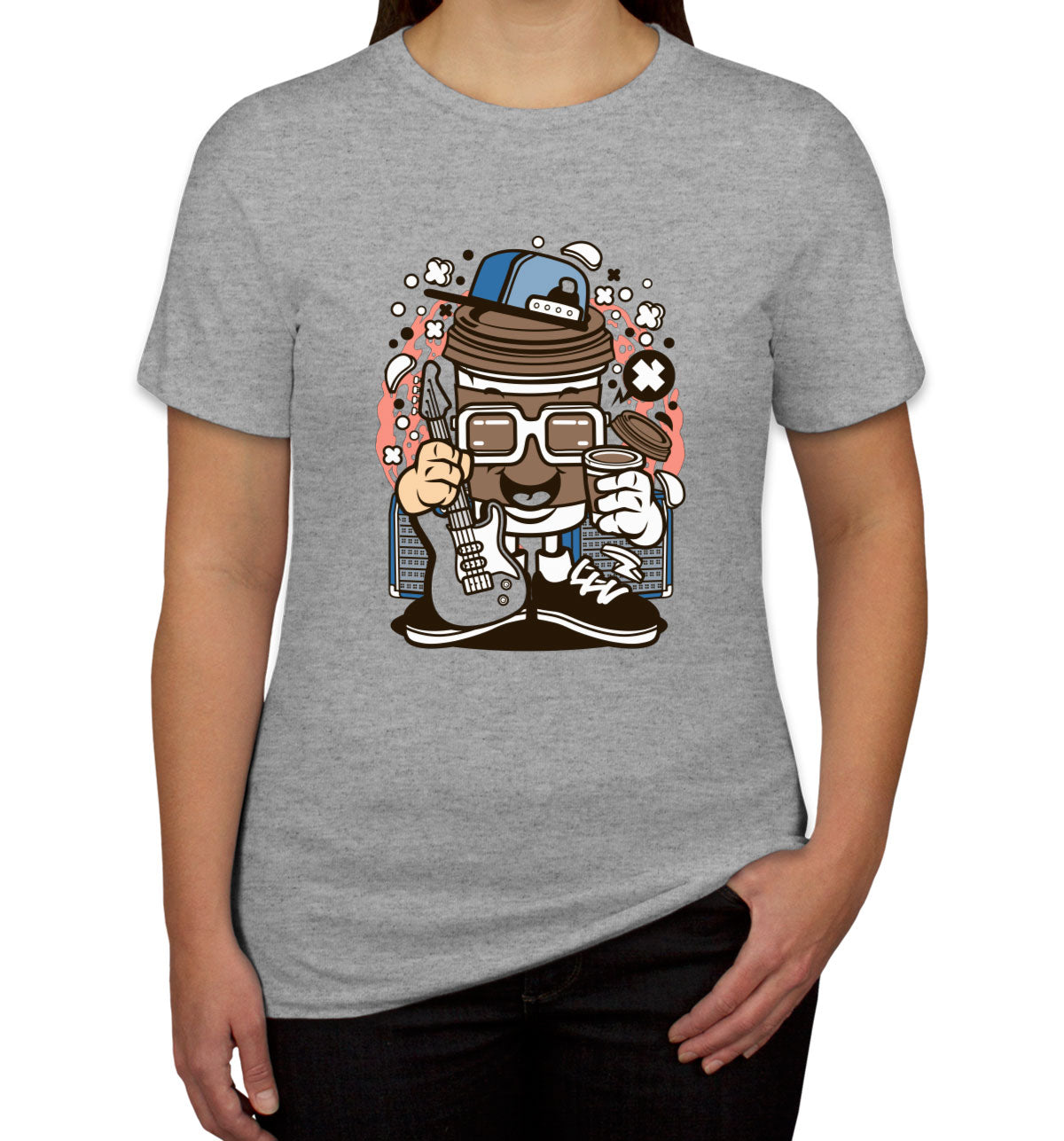 Coffee Cup Rock Cartoon Women's T-shirt