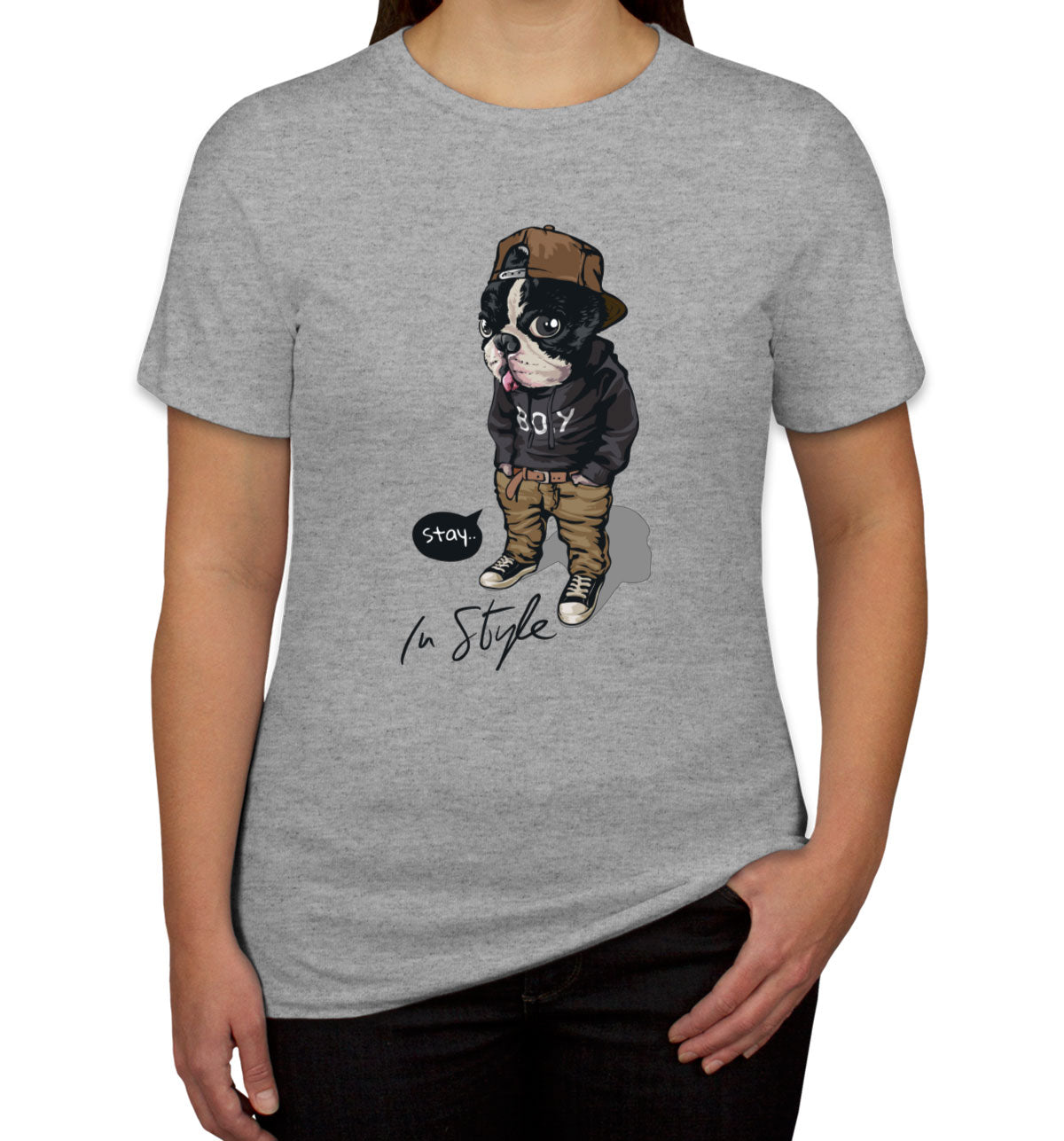 Cool Pug Boy Stay In Style Women's T-shirt