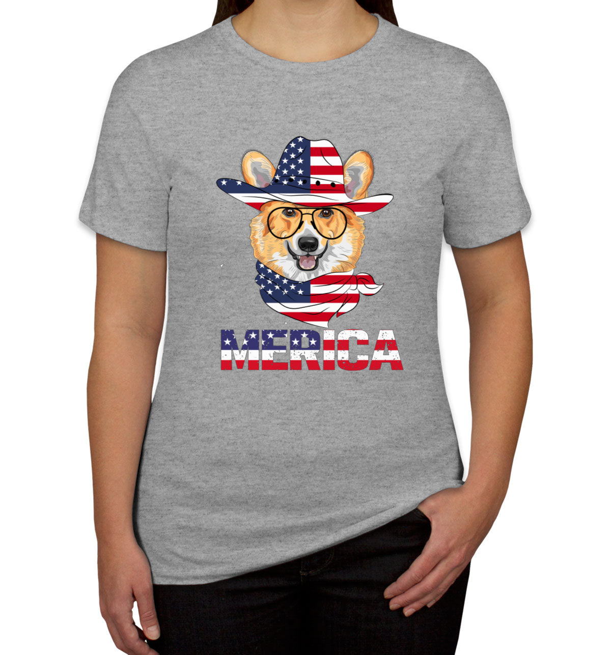 Corgi Merica Patriotic Women's T-shirt