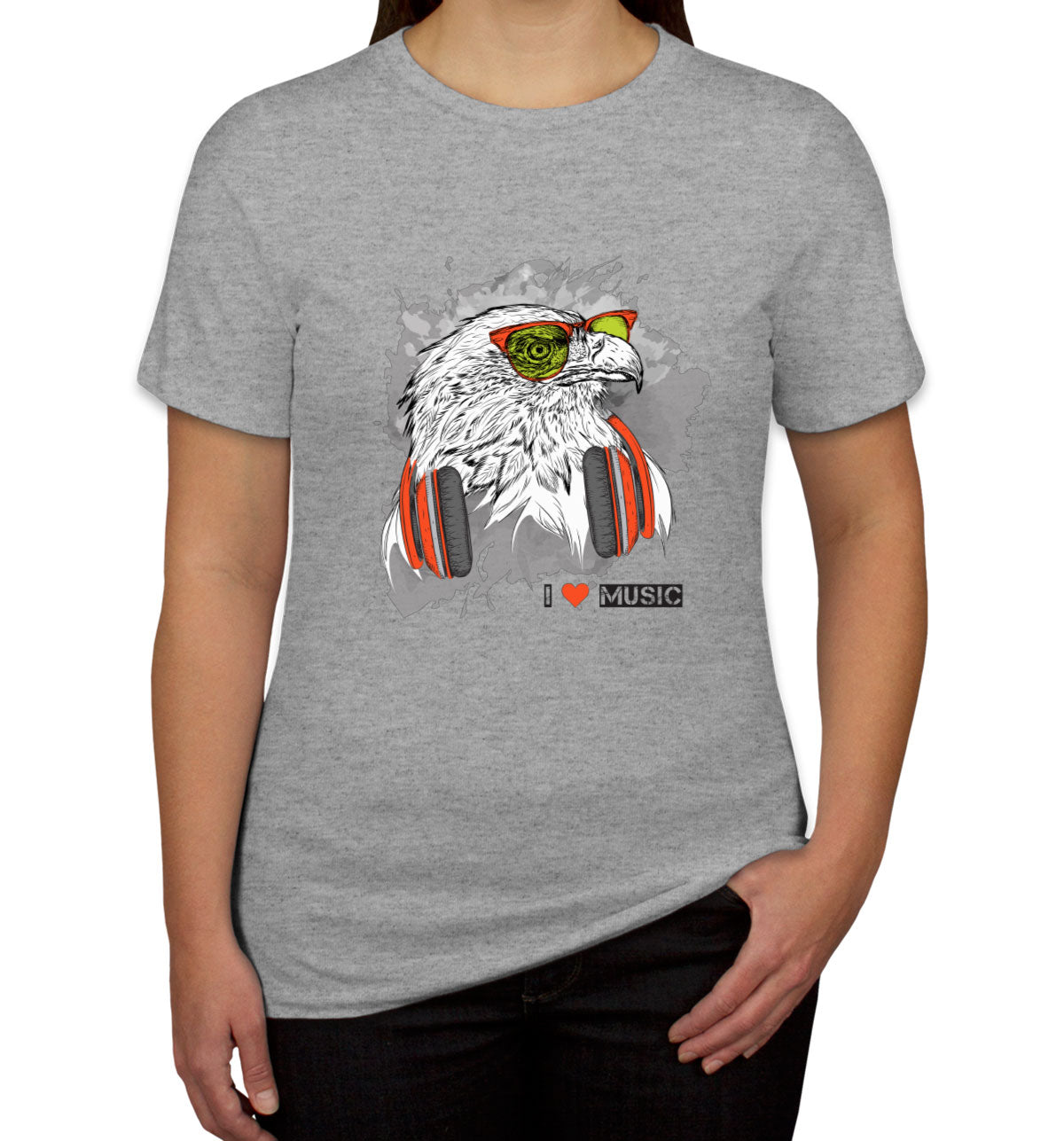 I Love Music Eagle With Headphones Women's T-shirt