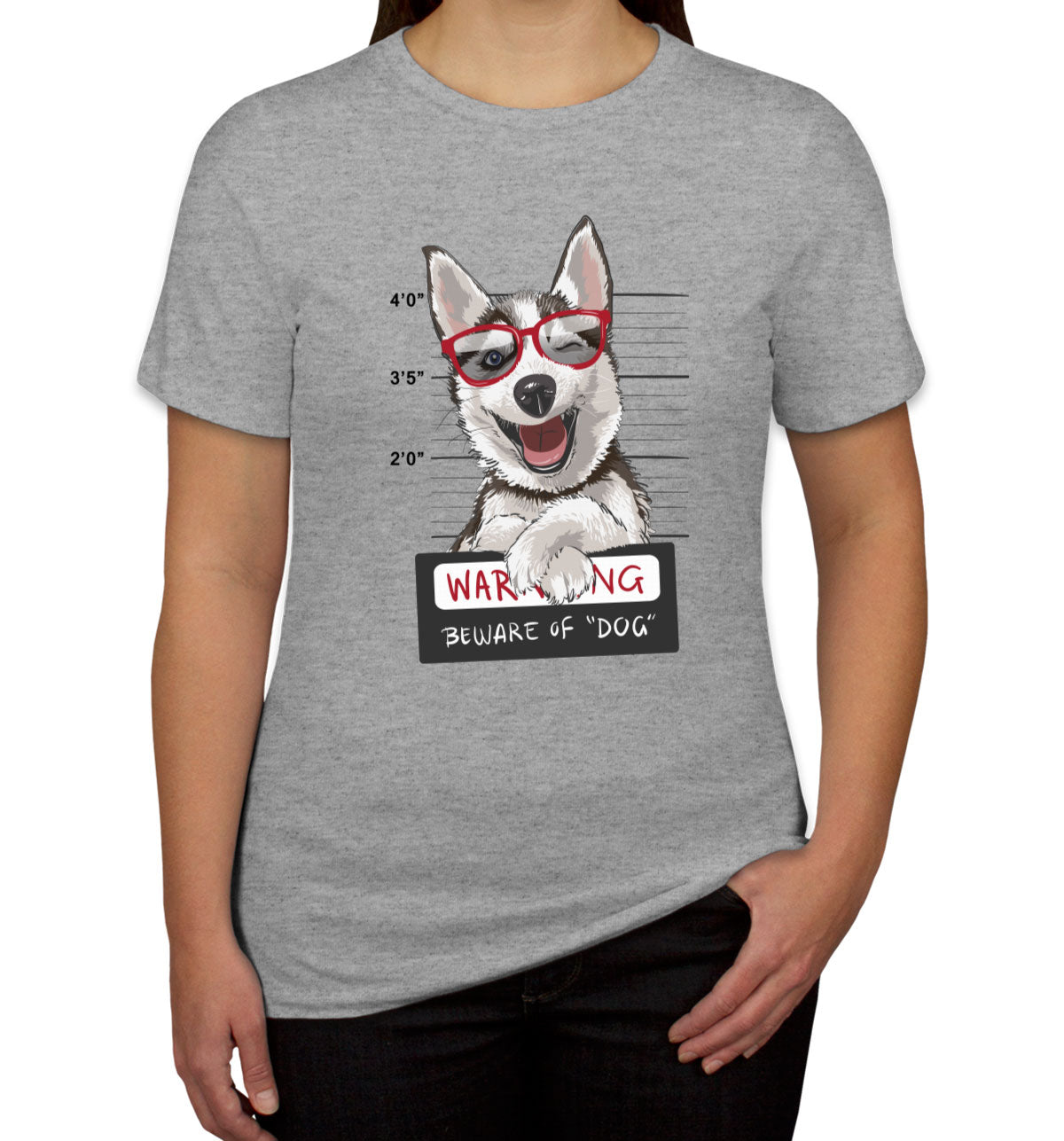 Happy Husky Dog Mugshot Women's T-shirt