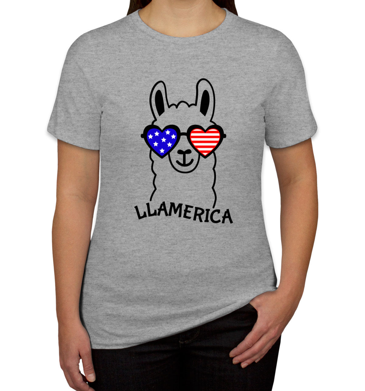 Llama America Patriotic Women's T-shirt