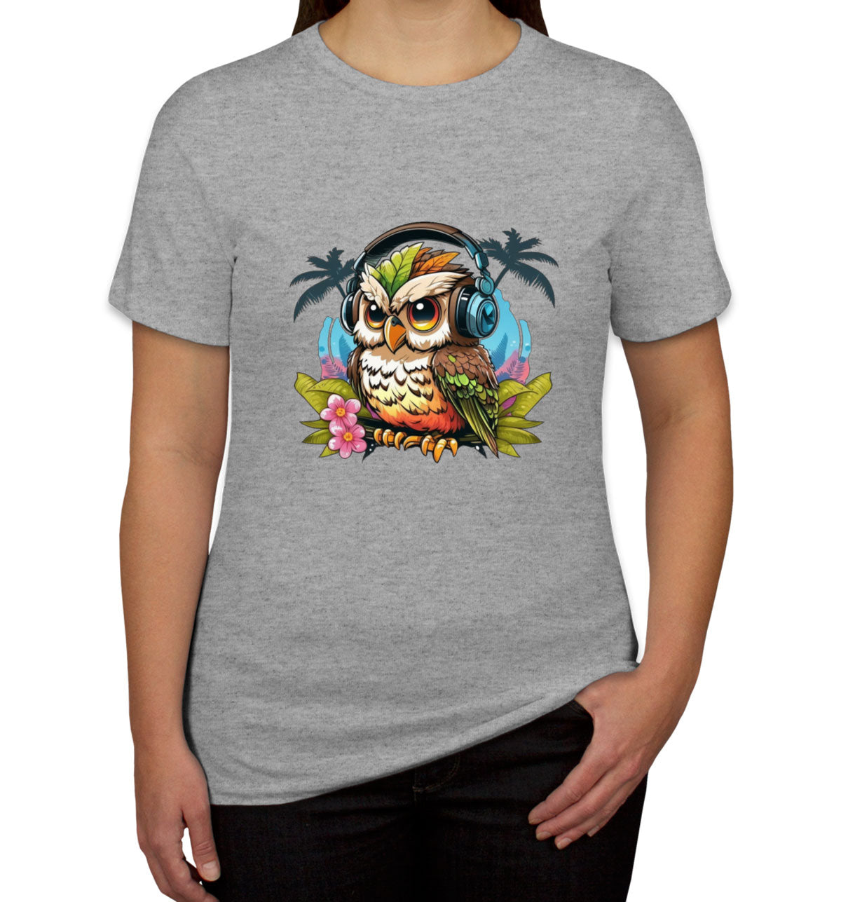 Owl Wearing Headphone Women's T-shirt