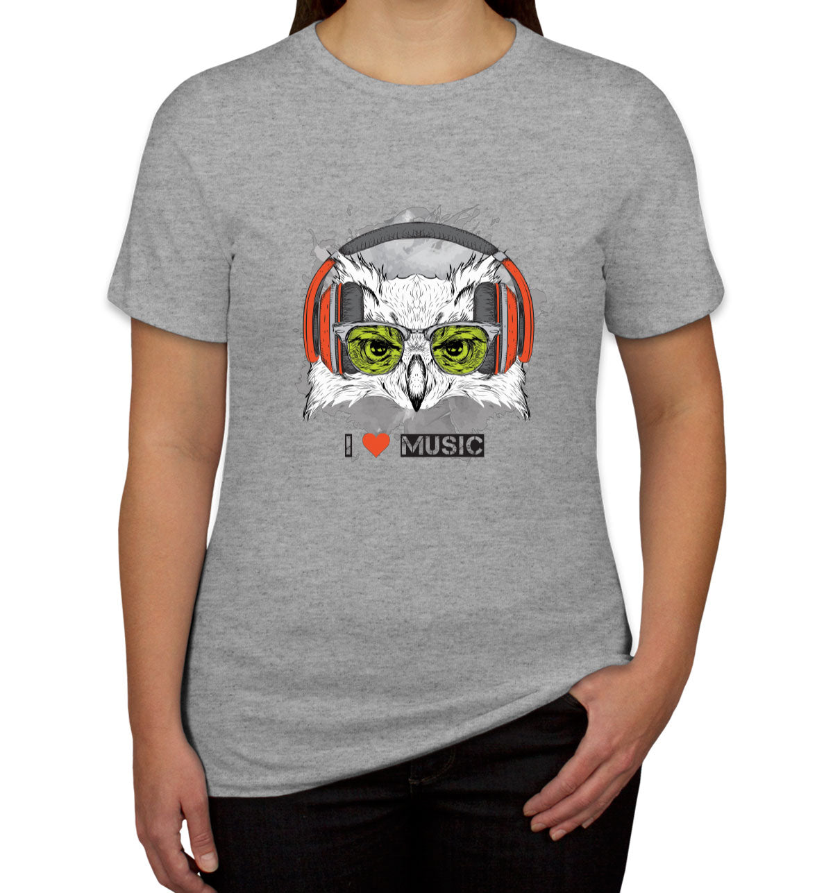 I Love Music Owl With Headphones Women's T-shirt